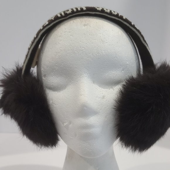 ✅ NEW Michael Kors Logo & Faux Fur Earmuffs in Brown / White logo Lettering - Picture 4 of 6